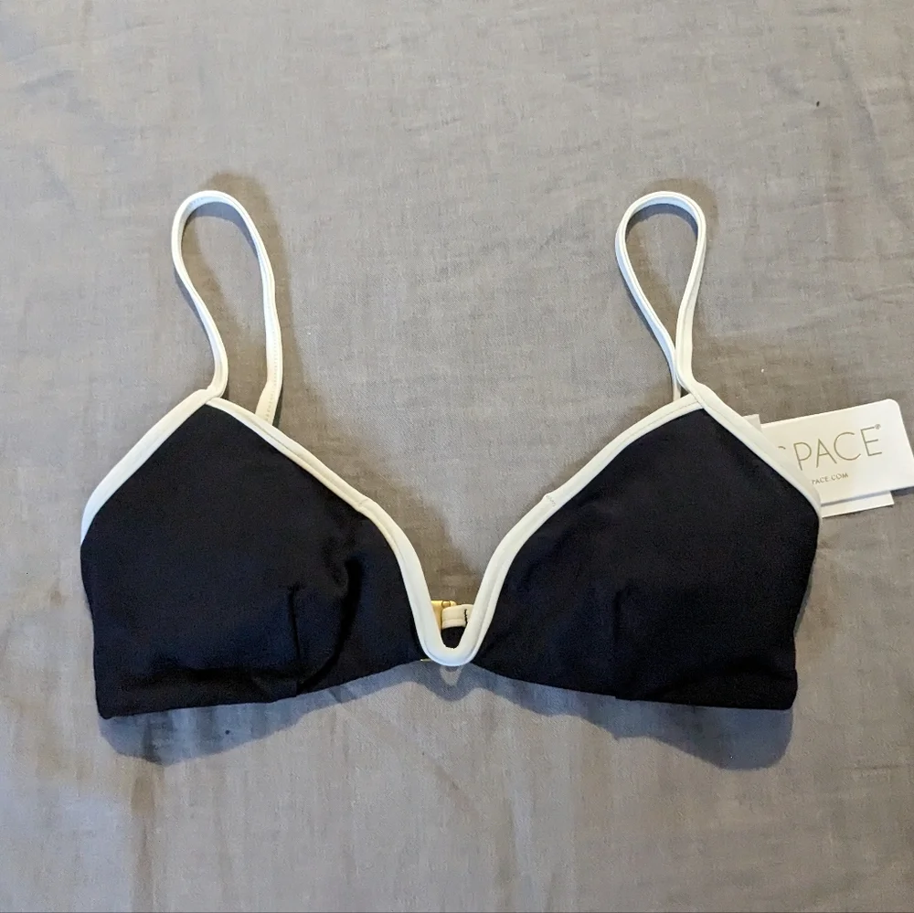 L*Space Helena Bikini Top Black Cream